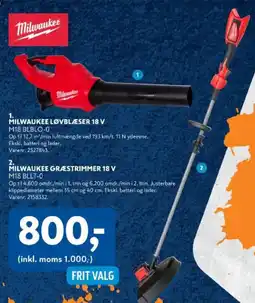 Davidsen Milwaukee løvblæser 18 v milwaukee græstrimmer 18 v tilbud