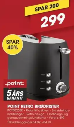 Punkt1 Point retro brødrister tilbud