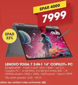 Punkt1 Lenovo Yoga 7 2-in-1 14" Copilot+ PC tilbud