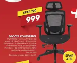 Punkt1 Dacota kontorstol tilbud
