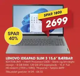Punkt1 Lenovo Ideapad Slim 3 15.6" Bærbar 82X700KJMX tilbud