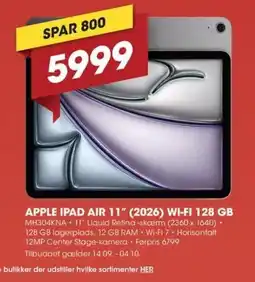 Punkt1 Apple iPad Air 11" (2026) Wi-Fi 128 GB tilbud