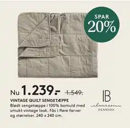 SENG VINTAGE QUILT SENGETÆPPE tilbud