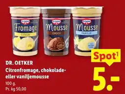 Lidl Dr. Oetker citronfromage, chokolade-eller vaniljemousse tilbud