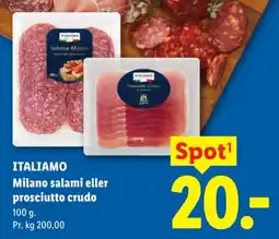Lidl Italiamo milano salami eller prosciutto crudo tilbud