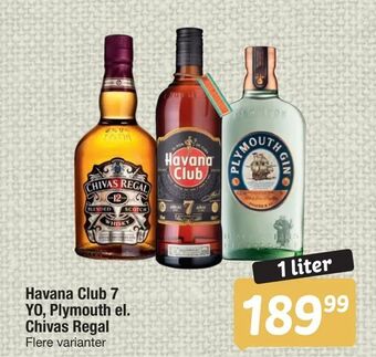 Havana Club 7 YO, Plymouth el. Chivas Regal