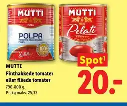 Lidl MUTTI Finthakkede tomater eller flåede tomater tilbud