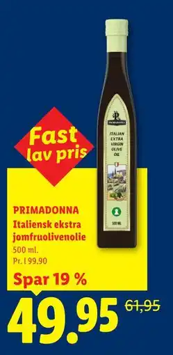 Lidl PRIMADONNA Italiensk ekstra jomfruolivenolie tilbud