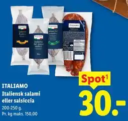 Lidl ITALIAMO Italiensk salami eller salsiccia tilbud