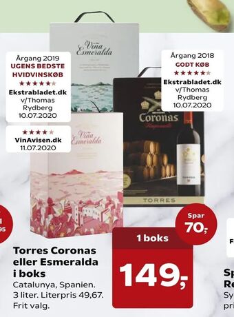 SuperBrugsen Torres Coronas eller Esmeralda i boks tilbud