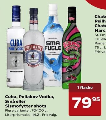 Cuba, Poliakov Vodka, Små eller Sismofytter shots