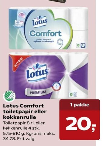 SuperBrugsen Lotus Comfort toiletpapir eller køkkenrulle tilbud