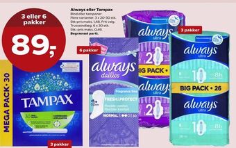 SuperBrugsen Always eller Tampax tilbud