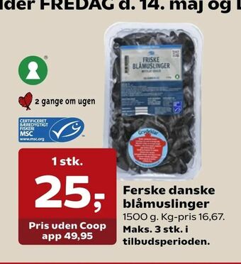 SuperBrugsen Ferske danske blåmuslinger tilbud