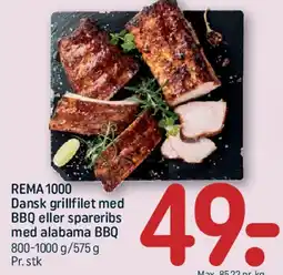 REMA 1000 Dansk grillfilet med BBQ eller spareribs med Alabama BBQ tilbud