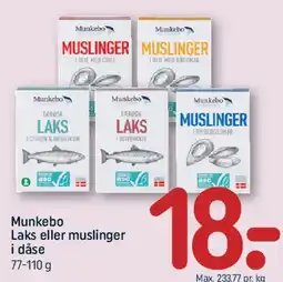 REMA 1000 Munkebo Laks eller muslinger i dåse tilbud