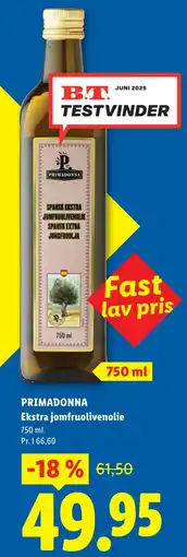 Lidl Primadonna ekstra jomfruolivenolie tilbud
