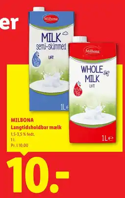 Lidl Milbona langtidsholdbar mælk tilbud