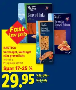 Lidl Nautica varmrøget, koldrøget eller gravad laks tilbud