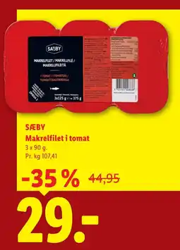 Lidl SÆBY Makrelfilet i tomat tilbud