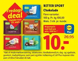 Lidl Ritter Sport Chokolade tilbud