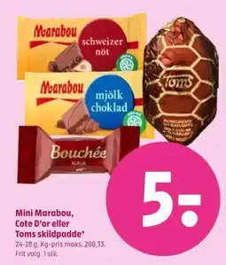 Coop 365 Mini Marabou, Cote D'or eller Toms skildpadde tilbud