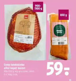 Coop 365 Coop landskinke eller røget bacon tilbud