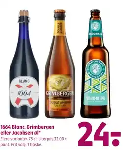 Coop 365 1664 Blanc, Grimbergen eller Jacobsen øl tilbud