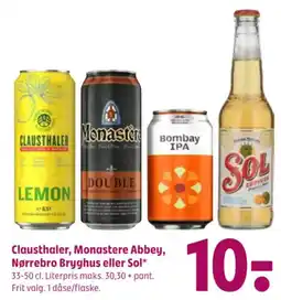 Coop 365 Clausthaler, Monastere Abbey, Nørrebro Bryghus eller Sol tilbud