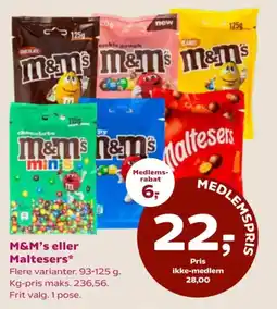 Coop 365 M&M's eller Maltesers tilbud