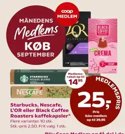 Coop 365 Starbucks Nescafe LOR Black Coffee Roasters kaffekapsler tilbud
