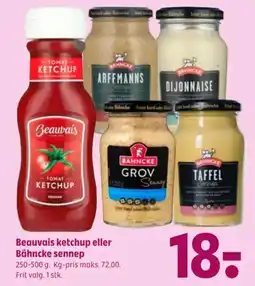 Coop 365 Beauvais ketchup eller Bähncke sennep tilbud