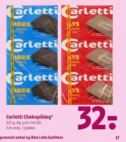 Coop 365 Carletti Chokopålæg tilbud