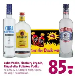 Coop 365 Cuba Vodka, Finsbury Dry Gin, Flügel eller Poliakov Vodka tilbud