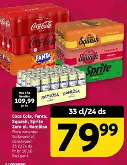Løvbjerg Coca Cola, Fanta, Squash, Sprite Zero el. Ramlösa tilbud