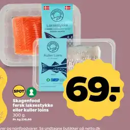 Netto Skagenfood fersk laksestykke eller kuller loins tilbud