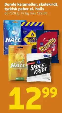 Løvbjerg Dumle karameller, skolekridt, tyrkisk peber el. halls tilbud