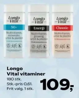 Kvickly Longo Vital vitaminer tilbud