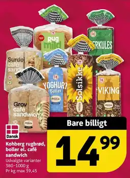 Løvbjerg Kohberg rugbrød, boller el. café sandwich tilbud
