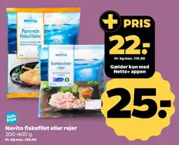 Netto Navito fiskefilet eller rejer tilbud
