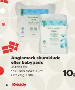 Kvickly Änglamark skumklude eller babypads tilbud