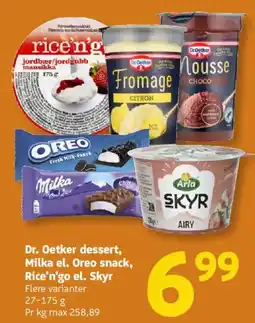 Løvbjerg Dr. Oetker dessert, Milka el. Oreo snack, Rice'n'go el. Skyr tilbud