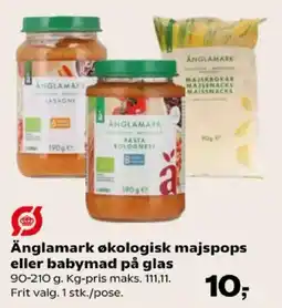 Kvickly Änglamark økologisk majspops eller babymad på glas tilbud