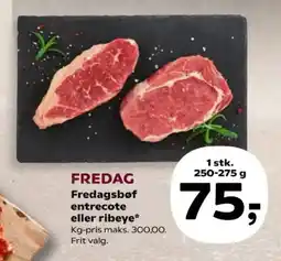Kvickly Fredag Fredagsbøf entrecote eller ribeye tilbud