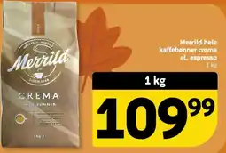 Løvbjerg Merrild hele kaffebønner crema el. espresso tilbud