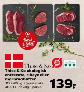 Thise & Ko økologisk entrecote, ribeye eller mørbradbøffer