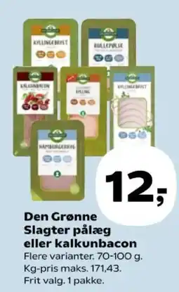 SuperBrugsen Den Grønne Slagter pålæg eller kalkunbacon tilbud