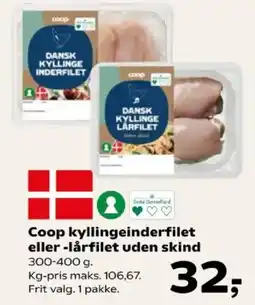 SuperBrugsen Coop kyllingeinderfilet eller -lårfilet uden skind tilbud