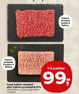 SuperBrugsen Coop hakket oksekød eller hakket grisekød tilbud