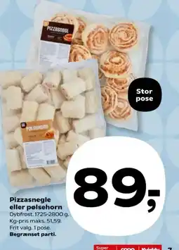 SuperBrugsen Pizzasnegle eller pølsehorn tilbud